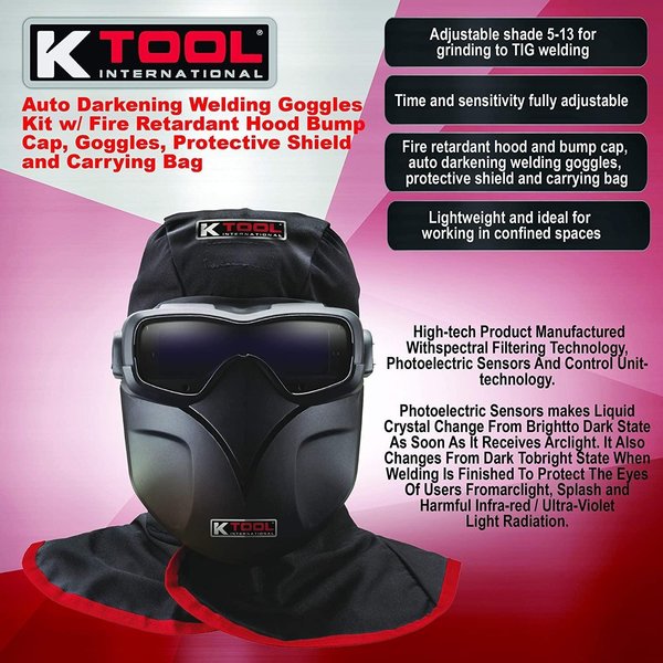 K-Tool International Auto Darkening Welding Goggles Kit, 70046 KTI70046